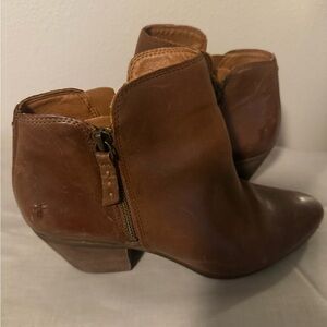 Frye Chestnut Leather Ankle Booties